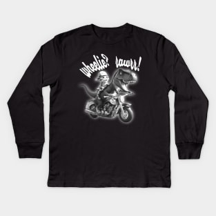 Wheelie? Rawrr! Kids Long Sleeve T-Shirt